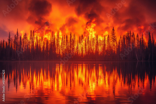 Inferno Unleashed  Devastating Forest Fire Engulfing Nature s Splendor. Generative AI