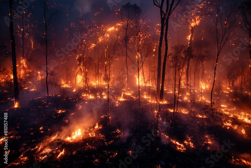 Inferno Unleashed: Devastating Forest Fire Engulfing Nature's Splendor. Generative AI