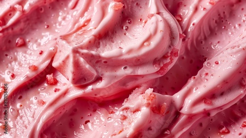 Strawberry ice cream swirl texture close-up