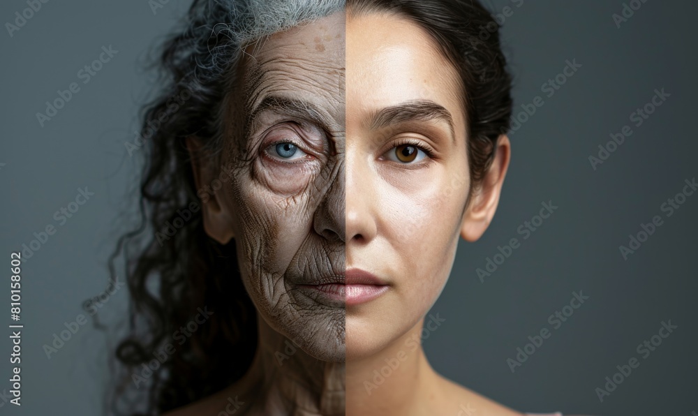 Ageing transformation - young to old woman portrait Ageing transformation - young to old woman portrait