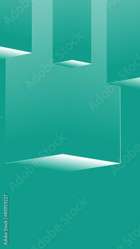Gradient sky blue color 3d Isometric cubes and rectangles moving up and down . Abstract seamless looped flat animated kinetic motion graphics background.