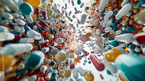 Abstract assortment of pills and capsules