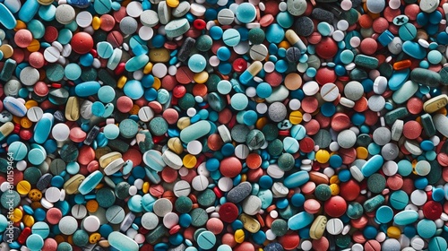 Multicolored assorted medication pills background