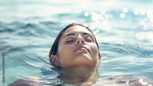 Serene woman floating in water