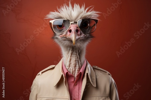 ostrich with glasses and suit © Rafa
