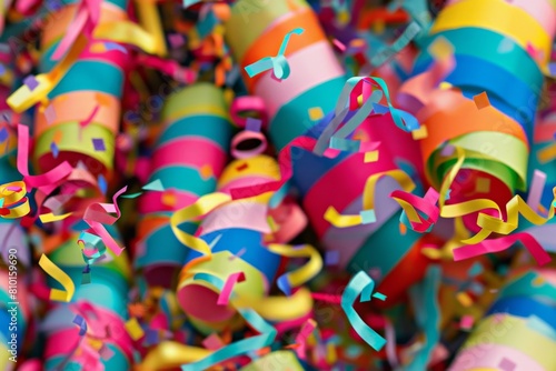 Festive party confetti and streamers explosion © Banana Images