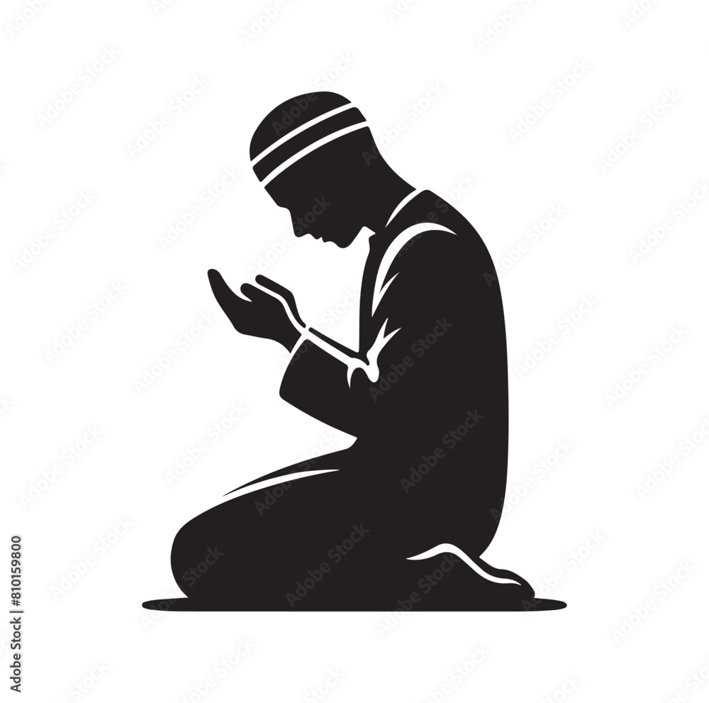 Muslim Praying silhouette. praying symbol 
vector illustration
