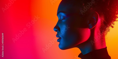 Vibrant portrait of woman in neon lights