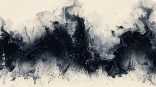 An abstract art landscape banner design with brush stroke watercolor texture modern featuring a black and white marble texture.