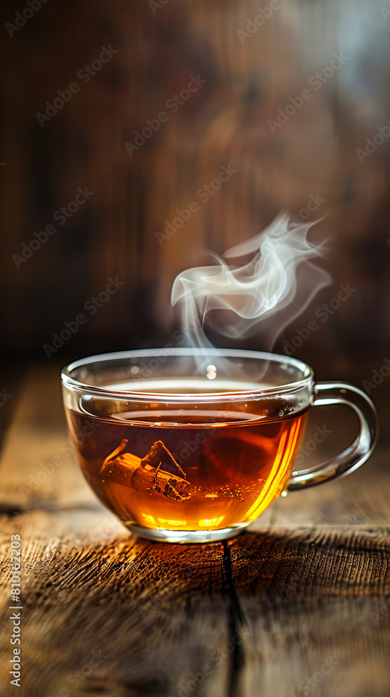 A cup of tea with steam rising from it. A cup of tea with steam rising from it.