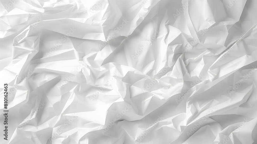 Fototapeta premium Crumpled White Paper Texture Captured in Soft Natural Light. AI.