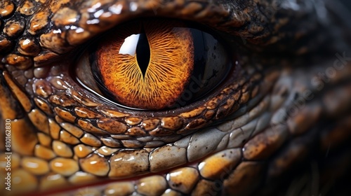 Closeup of a reptile s eye with intricate patterns