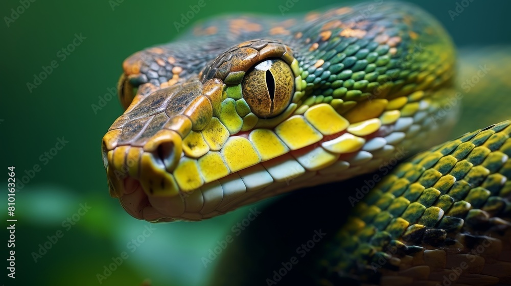 Fototapeta premium Close-up of a colorful snake's eye and scales