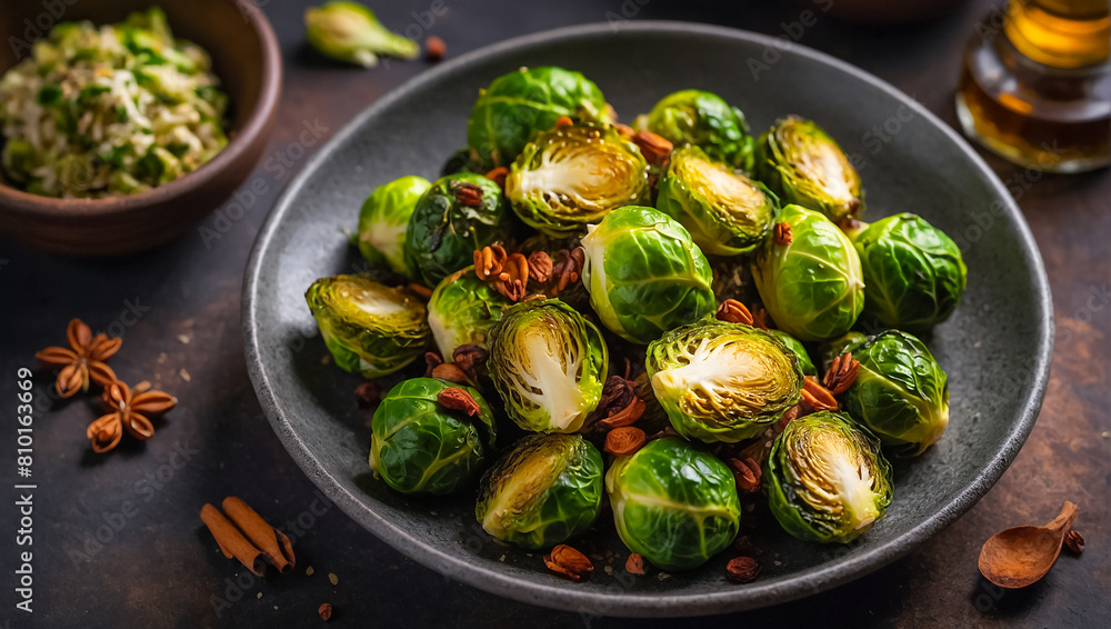 Roasted Brussels sprouts in a plate Roasted Brussels sprouts in a plate