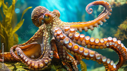 Octopus Sitting on Rock in Aquarium © Ольга Дорофеева