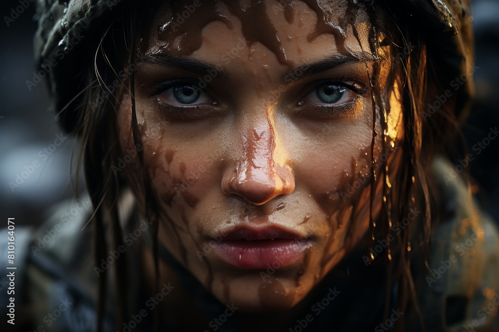 Intense gaze of a determined woman Intense gaze of a determined woman