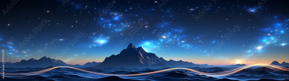 Starry night sky over majestic mountain landscape Starry night sky over majestic mountain landscape