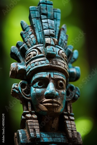 Detailed ancient mayan or aztec stone carving