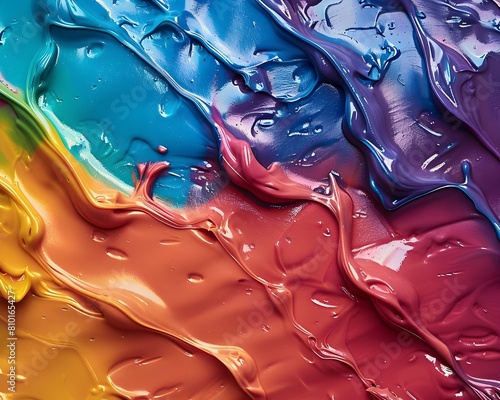 Lubricant-Like Colors Ramify Across Surface Creating a Vibrant and Dynamic Abstract Composition