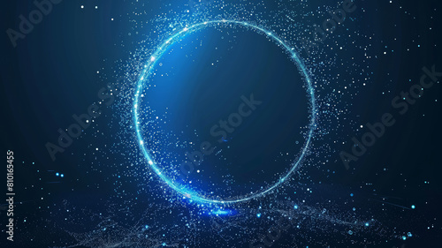 Glowing Particle Circle on Deep Blue Gradient