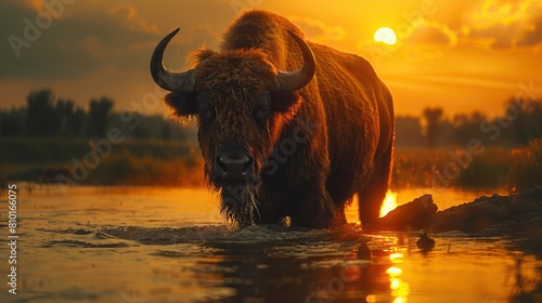 buffalo in the water photo