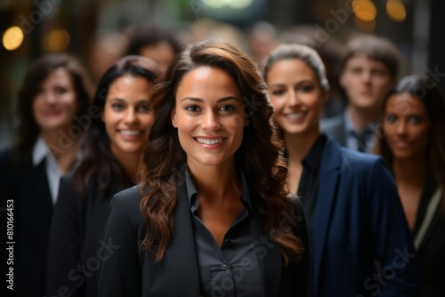Confident business woman leading a team
