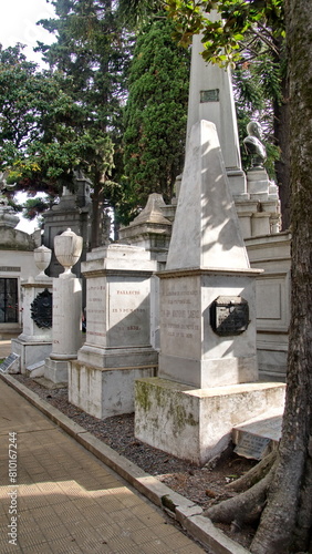 Grave markers in La Recoleta Cemetery in Buenos Aires, Argentina