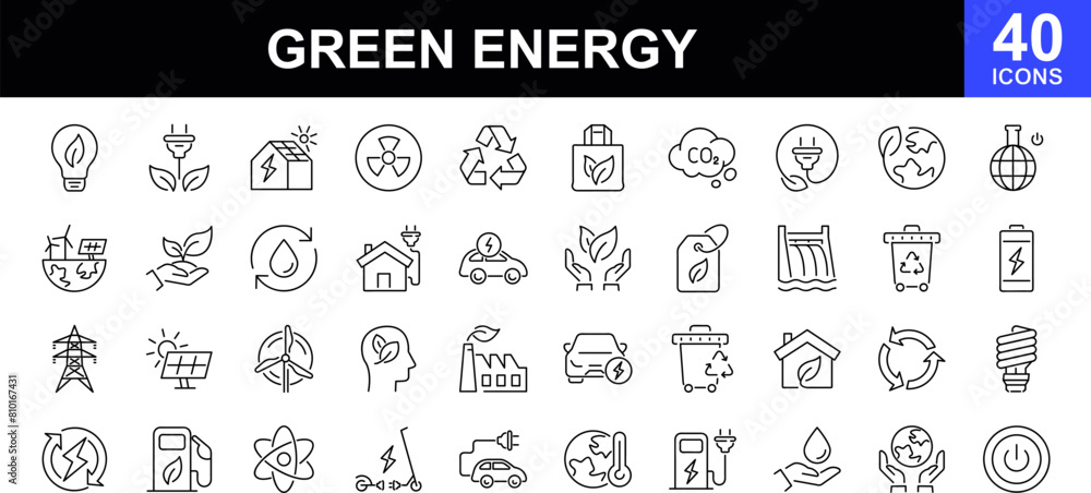 © mi-vector - Green energy icon set. Collection of renewable energy, ecology and green electricity icons. Ecology concept.Contains such icons as CO2 neutral, solar, geothermal and wind energy and more © mi-vector - Green energy icon set. Collection of renewable energy, ecology and green electricity icons. Ecology concept.Contains such icons as CO2 neutral, solar, geothermal and wind energy and more
