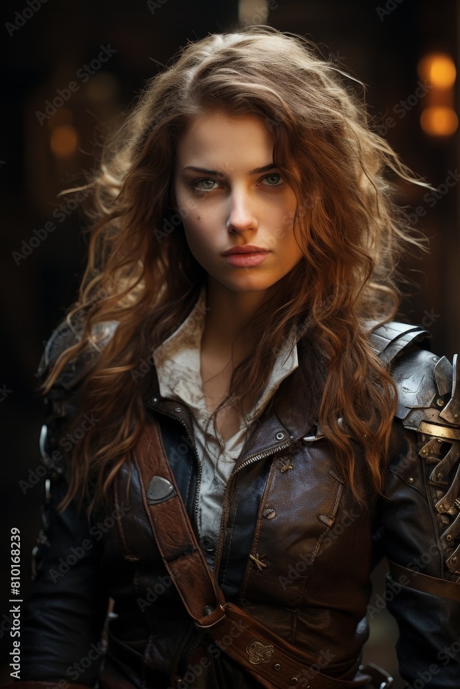 Portrait of a mysterious woman with long wavy hair Portrait of a mysterious woman with long wavy hair