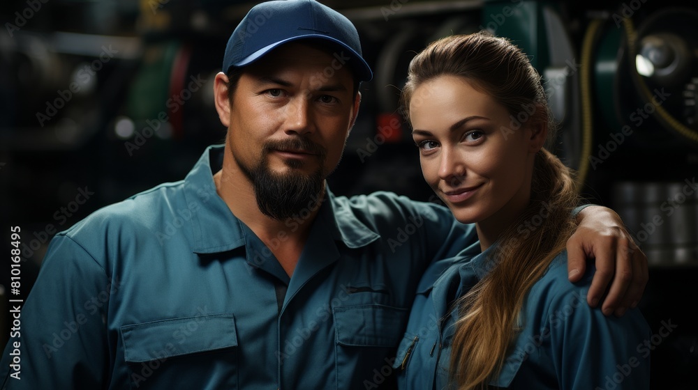 Confident workers in protective workwear Confident workers in protective workwear