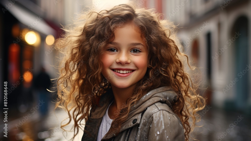 smiling girl with curly hair smiling girl with curly hair