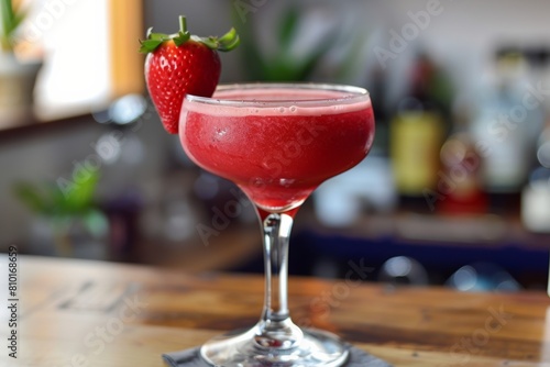 Red Drink on Wooden Table