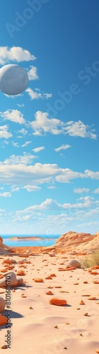 Serene desert landscape with cloudy sky