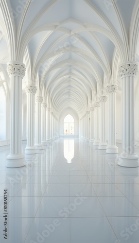 Elegant White Hallway With Columns and Arches