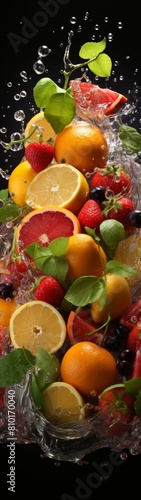 Assortment of fresh fruit and water splashes