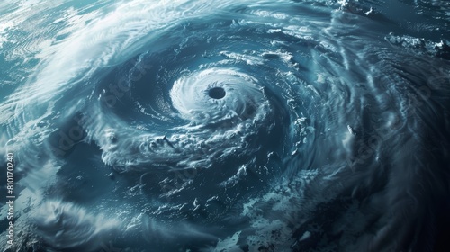 High-detail satellite imagery showcasing a powerful hurricane viewed from space, emphasizing the concept of natural disasters and extreme weather