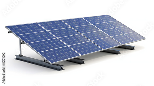 Solar panels on residential rooftops isolated on white background, studio photography, png 