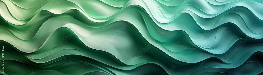 The image is a close-up of a green and blue wavy fabric The image is a close-up of a green and blue wavy fabric