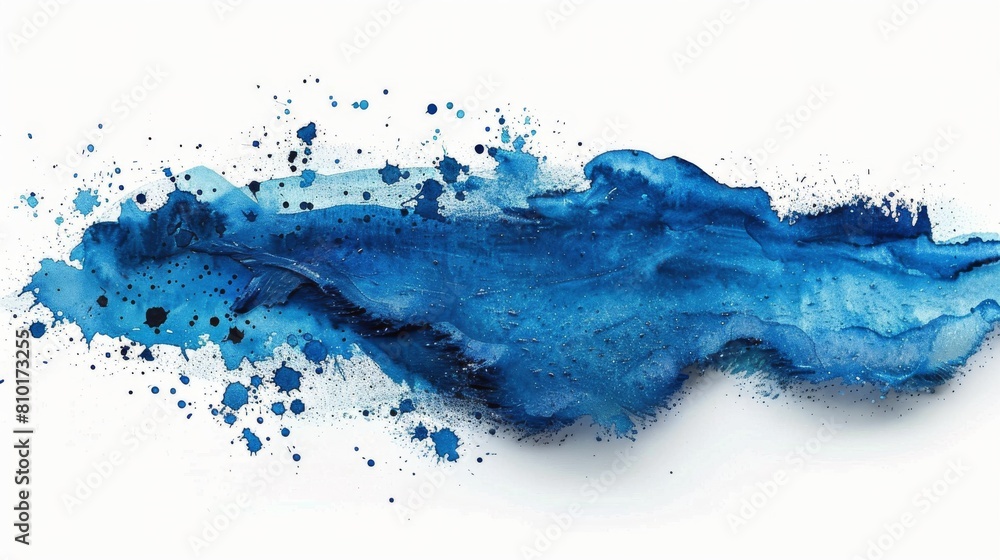 Blue Ink Splattered on White Background Blue Ink Splattered on White Background