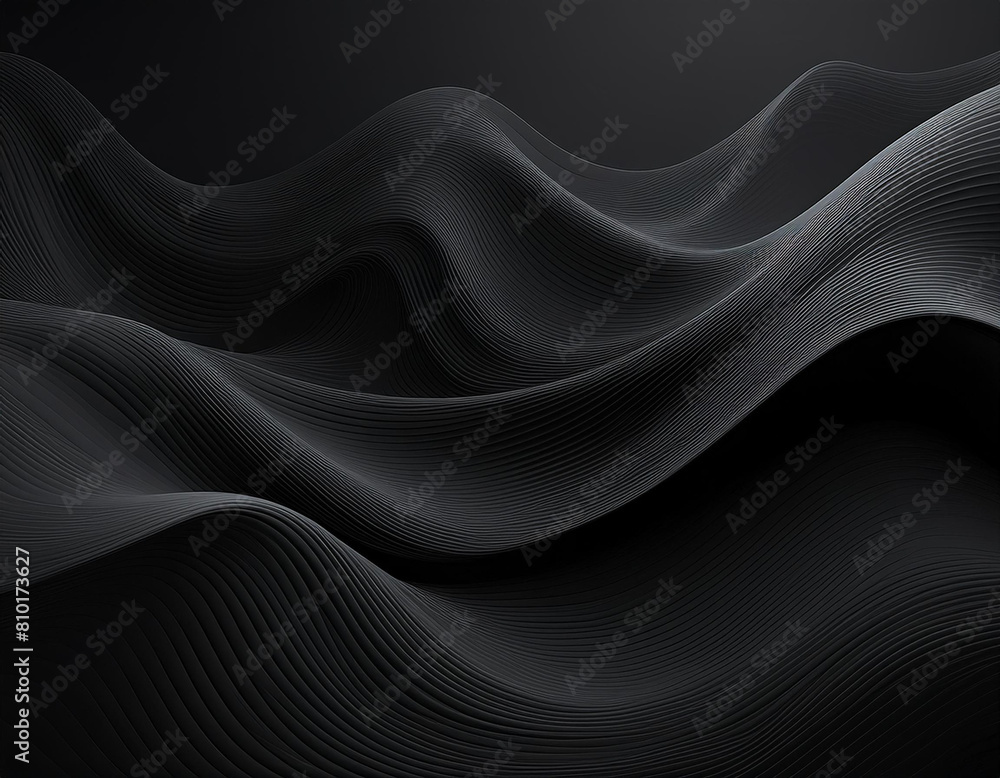 Obraz premium Abstract black waves on dark background for elegant design