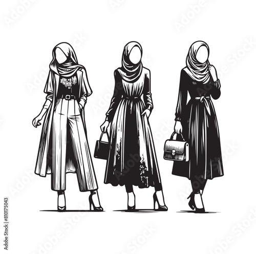 hijab style fashion vector illustration 
design silhouette style