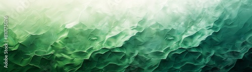 The image is an abstract painting with a green and white color scheme