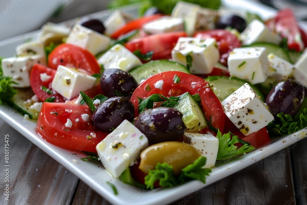Fresh Greek Salad With Cucumber, Tomatoes, and Olives
