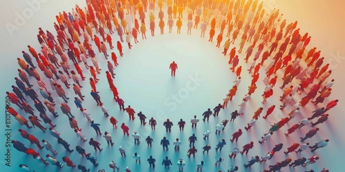 Large group of people in the form of a circle photo