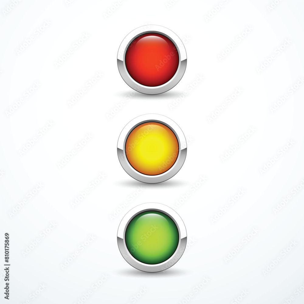 Red yellow green button set. Vector illustration Red yellow green button set. Vector illustration
