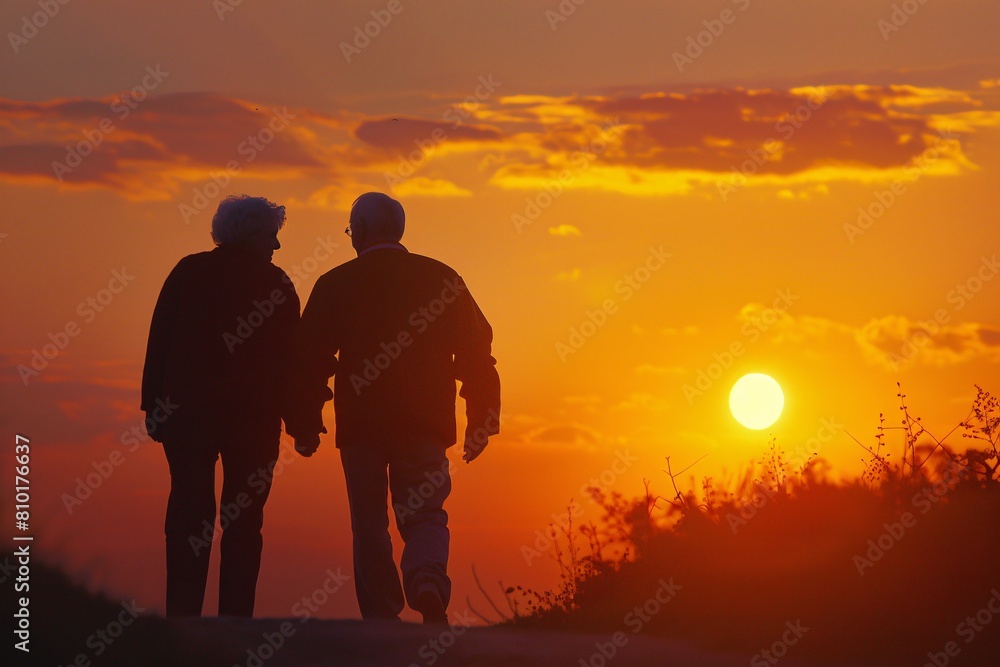 Senior Couple Enjoying Sunset Together