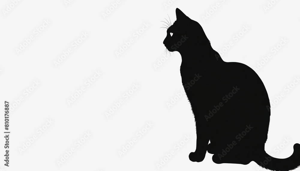 the silhouette of a cat. a black cat. World Cat Day