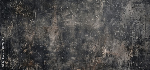 Aged and weathered black grunge textured background with distressed, vintage, and old elements, creating an abstract and rough surface with a monochrome, metallic, and urban feel photo