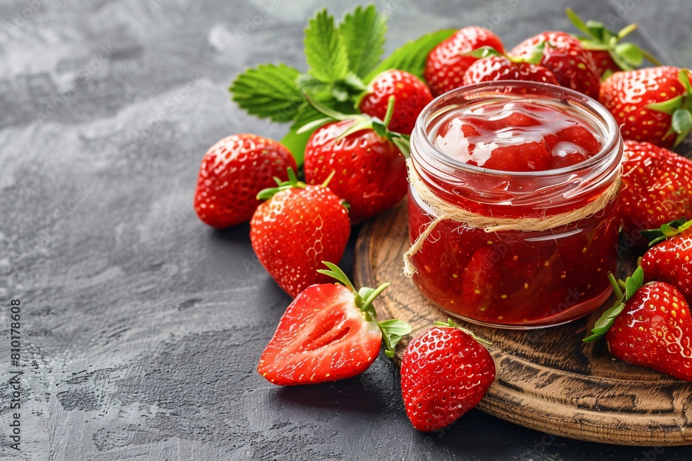 Immerse yourself in the delightful taste of strawberry jam, its fruity aroma and deep color enchanting
