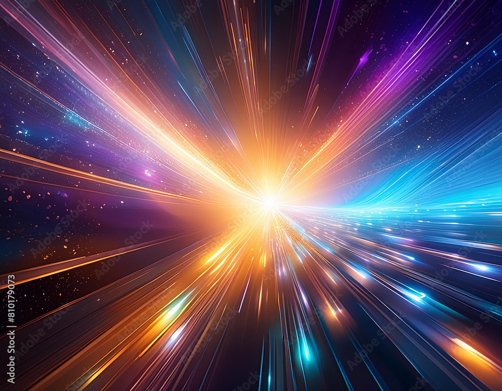 Abstract image of a bright light explosion in space with vibrant rays Abstract image of a bright light explosion in space with vibrant rays